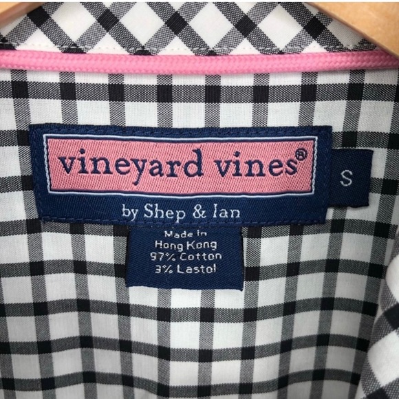 Vineyard Vines Black & White Gingham Oxford Shirt Size Small - Picture 3 of 5